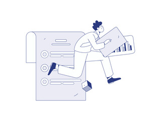 Flat vector illustration of business people operating work scene
