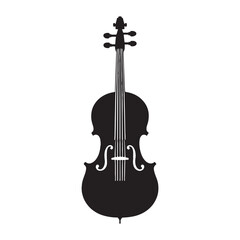 Fototapeta premium Elegant Cello silhouette, resonating with melodic harmony – Cello illustration – Cello vector – Musical instrument silhouette