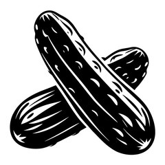 Monochrome Illustration of Intersecting Pickles, a Tangy and Crunchy Delight