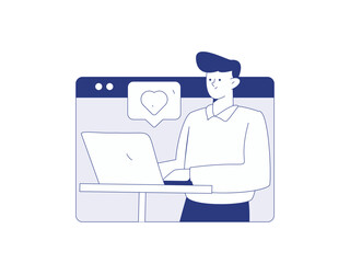 Flat vector illustration of business people operating work scene
