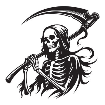 recommend clip art: Grim Reaper Silhouette with Scythe Skeleton Death Illustration Vector Art