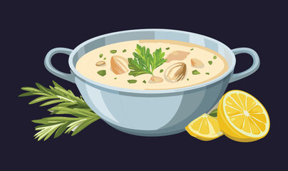 bowl of cream soup - Vector illustration