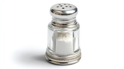 Clear glass salt shaker with metal top
