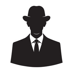 Mysterious Silhouette of a Man in Suit with Fedora Hat