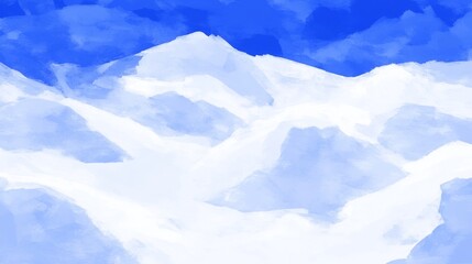 Fototapeta premium Snowy Peaks A bluetinted landscape of rugged mountains under a vibrant painterly sky
