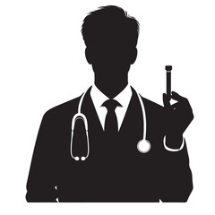 Medical Doctor Silhouette with Test Tube for Health Awareness Campaign