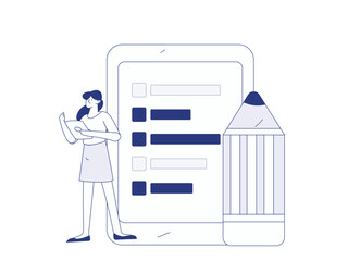 Flat vector illustration of business people operating work scene
