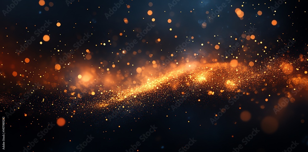 Aufkleber shimmering golden particles flow across a dark background creating a magical and luxurious effect pe