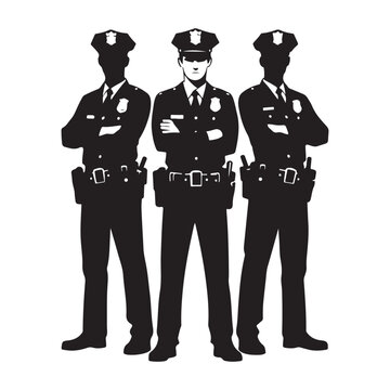 three police officers standing silhouette clip art preview