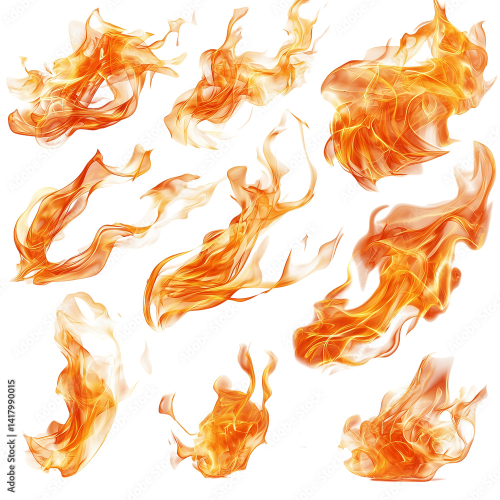 Poster fiery elements collection for graphic design needs isolated on transparent background png