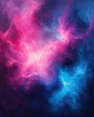Obraz premium Abstract cosmic nebula with vibrant pink and blue hues swirling in a dark background
