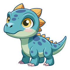 Fototapeta premium baby pachycephalosaurus with oversized head, cartoon dinosaur vector, friendly expression, flat design, pastel tones