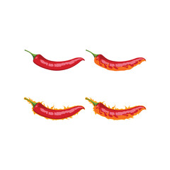 Hot Spicy Chili with Fire Vector and Icon