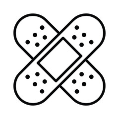 Crossed Bandage Strips Icon with Dots, in Outline Style on Transparent Background