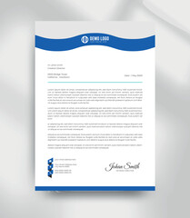 Modern Blue Wave Letterhead Template  Clean Business A4 Document Design