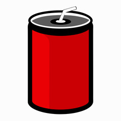 Soda drink in red aluminum can black and red vector on white background.