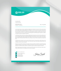 Modern Green Wave Letterhead Template  Clean A4 Business Document Design