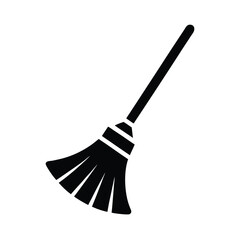 Broom Stencil Icon Vector Illustration