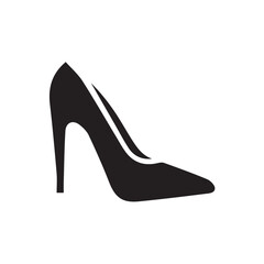 Long heel shoes silhouette black and white vector icon