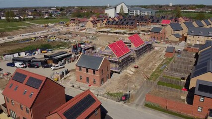 Drone. Building affordable middle class new housing estate UK.
