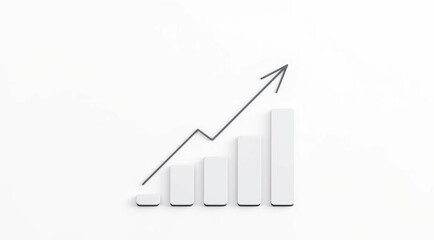 An upward bar chart with arrow on a white background depicting growth.