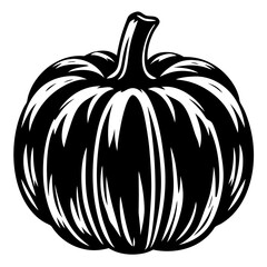 Black and White Stylized Pumpkin Vector Illustration with Bold Lines