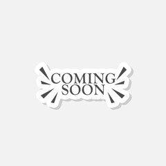 Coming soon icon sticker isolated on gray background
