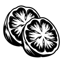 Monochromatic graphic illustration of two lemon or lime halves, perfect for stickers