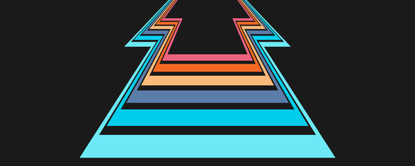 Fototapeta premium Colorful linear background in 70's style. Retro panel with rainbow stripes. Template for posters, banners, decorative elements and wall art. Design and creativity idea