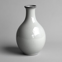 A Simple White Vase With Dark Rim Standing Alone Peacefully