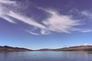 Obraz premium View of Lake Mjøsa northward from Steinsholmen at Moelv.