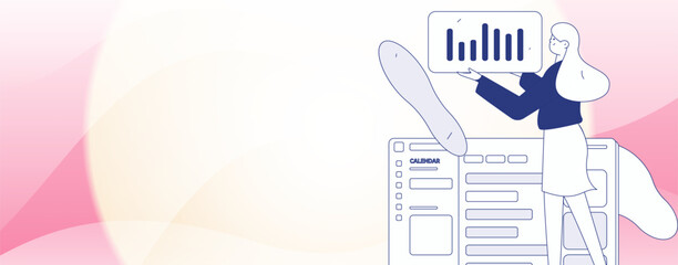 Flat vector illustration of business people operating work scene
