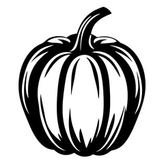 Black and white illustration of a pumpkin, perfect for fall themes