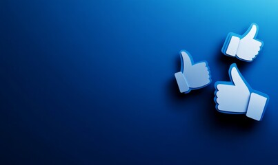 3D Thumbs Up Icons on Dark Blue Background