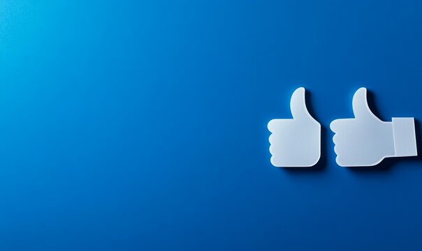 Modern thumbs up icons on a blue background