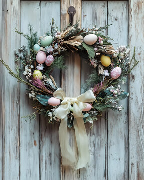christmas wreath on wooden background