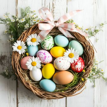 easter eggs in basket