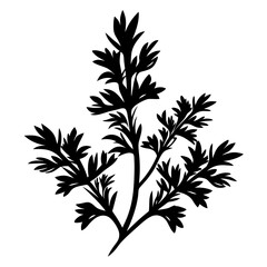 Elegant Black Silhouette of a Lush Green Plant Against a White Backdrop