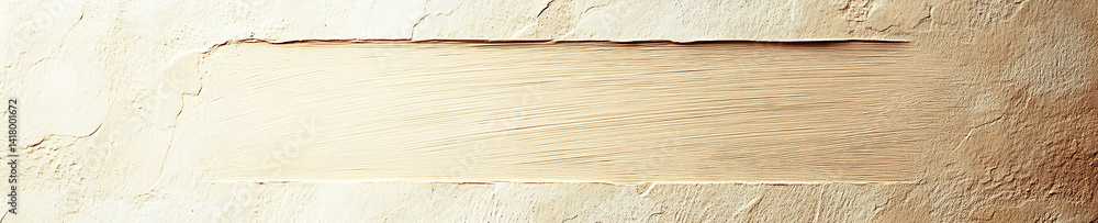 Aufkleber textured beige wall with smooth horizontal strip in center, creating contrast between rough and smoo