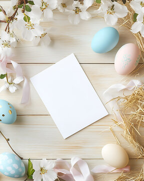easter eggs on wooden background