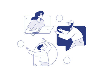 Flat vector illustration of business people operating work scene
