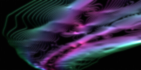 Abstract image featuring neon-colored lines, 3d art