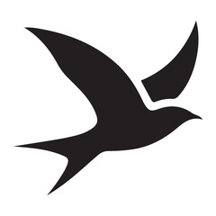 Silhouette of Flying Bird Vector Illustration with Simple Design
