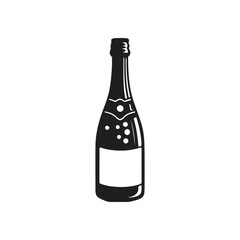 Elegant Champagne Bottle on a Festive Table, Bubbly Drink for Celebration, Toast, and Luxury Party