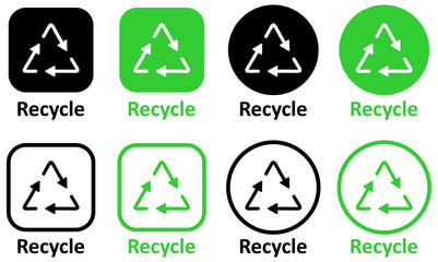 recycle trash icon recycling arrows sign - triangle reuse bin icons symbol