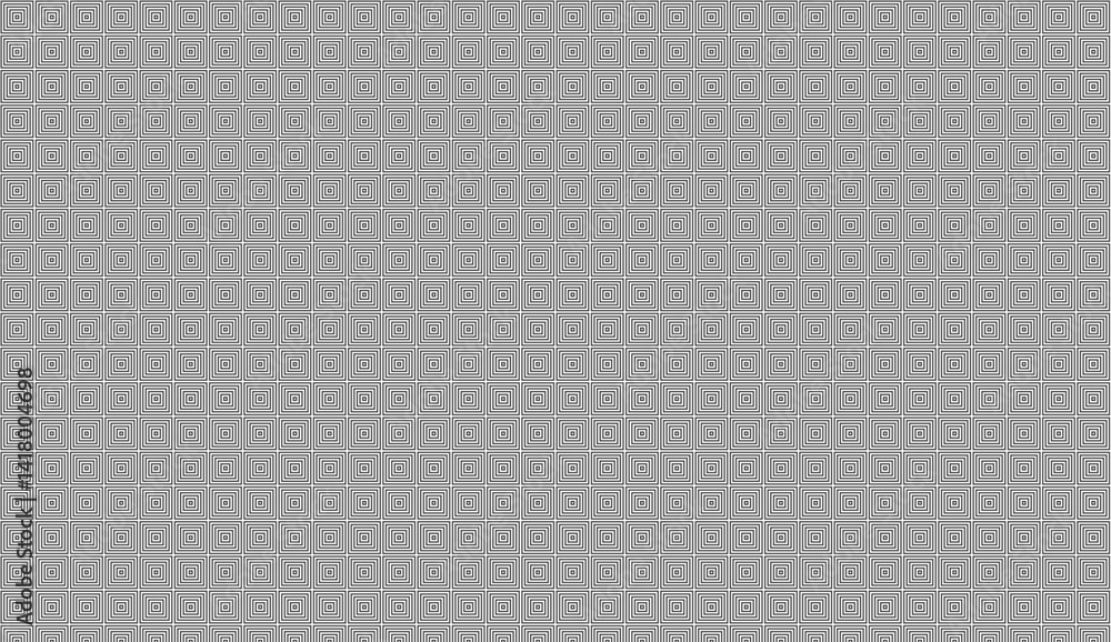 Poster repeating gray geometric design featuring interconnected squares and dotted texture, suitable for di