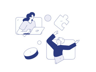 Flat vector illustration of business people operating work scene
