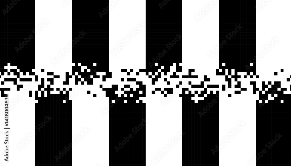 Aufkleber black and white abstract transition pattern with pixel effect. for sporty and modern background. vec