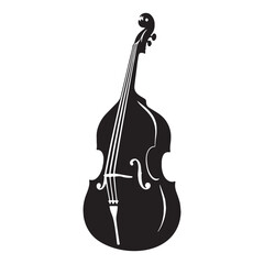 Graceful Double Bass silhouette, curving elegance in sound – Double Bass illustration – Minimalist Double Bass vector – Musical instrument silhouette

