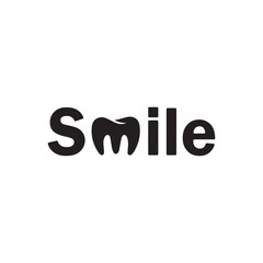 Dental Smile Logo Vector with Tooth Letter Design on White Background